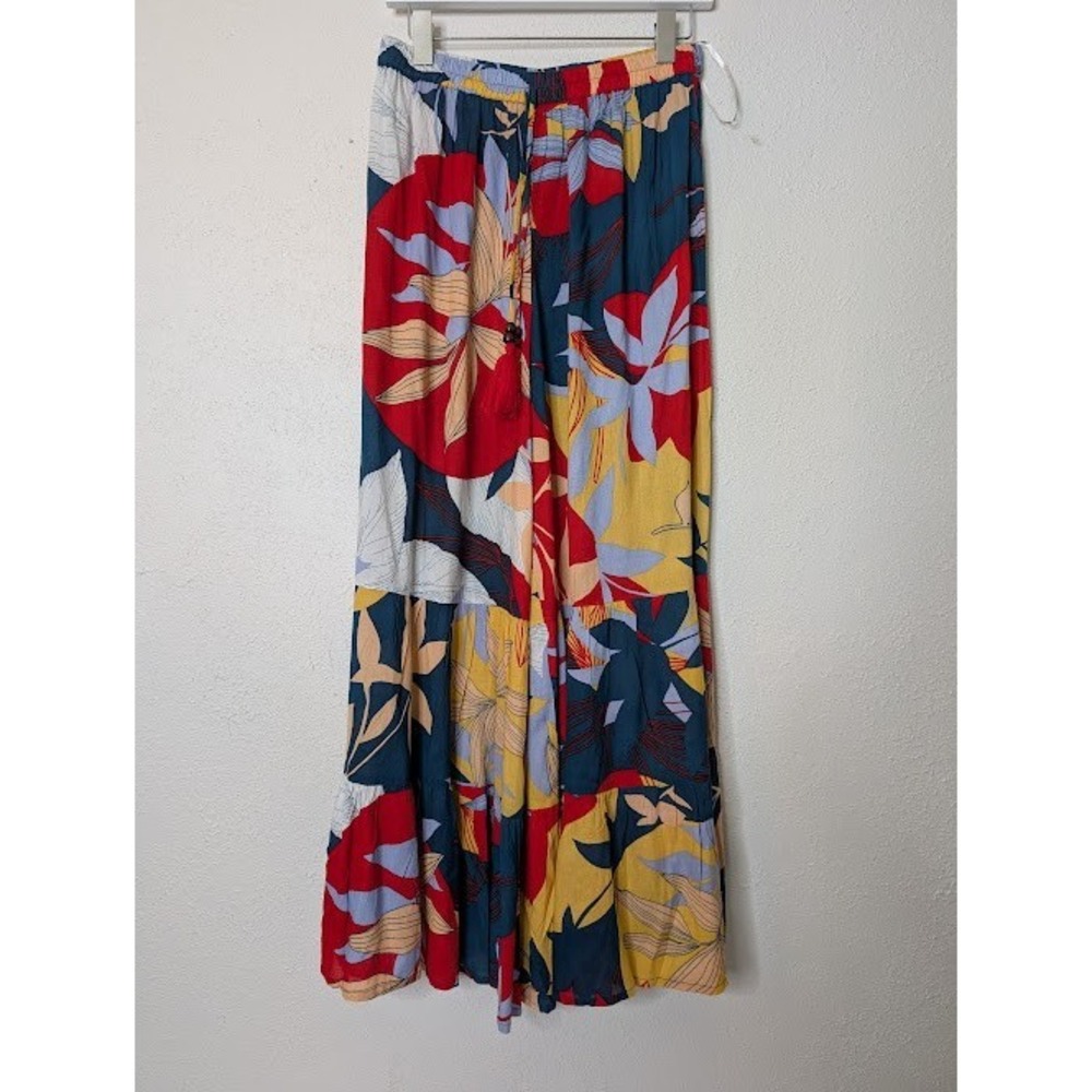 True Destinations Womens Palazzo Pants Large Wide‎ Leg Resort Tropical Lagenlook